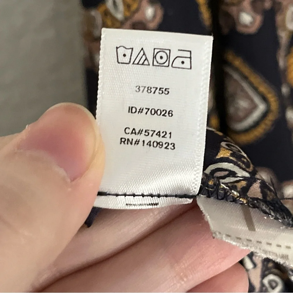 Loft Navy Blue Dress Geometric Medallion Long Sleeve Drop Waist Bohemian Sz S - Picture 12 of 14